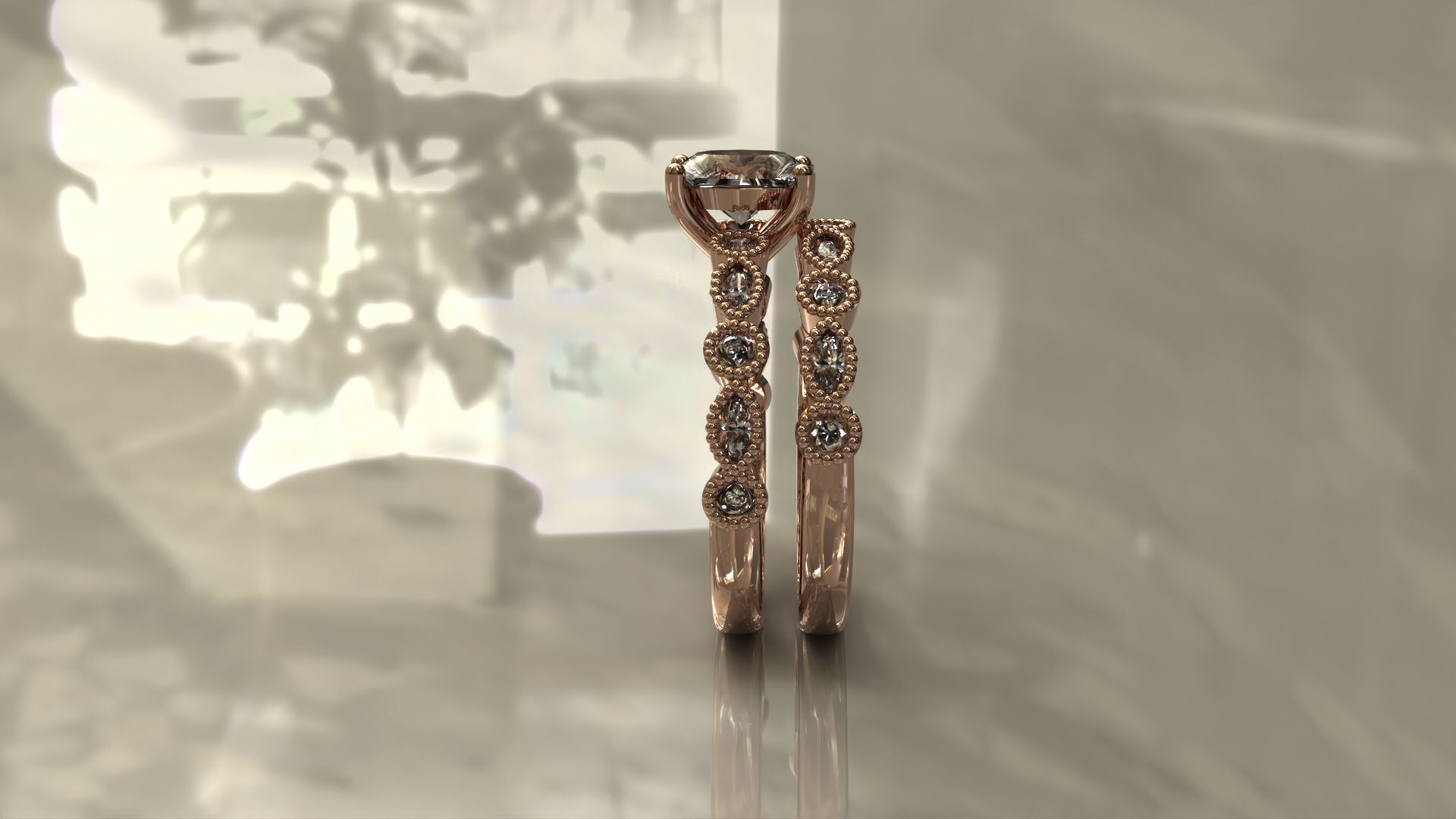 Rose gold twist rings on the Bellini workbench
